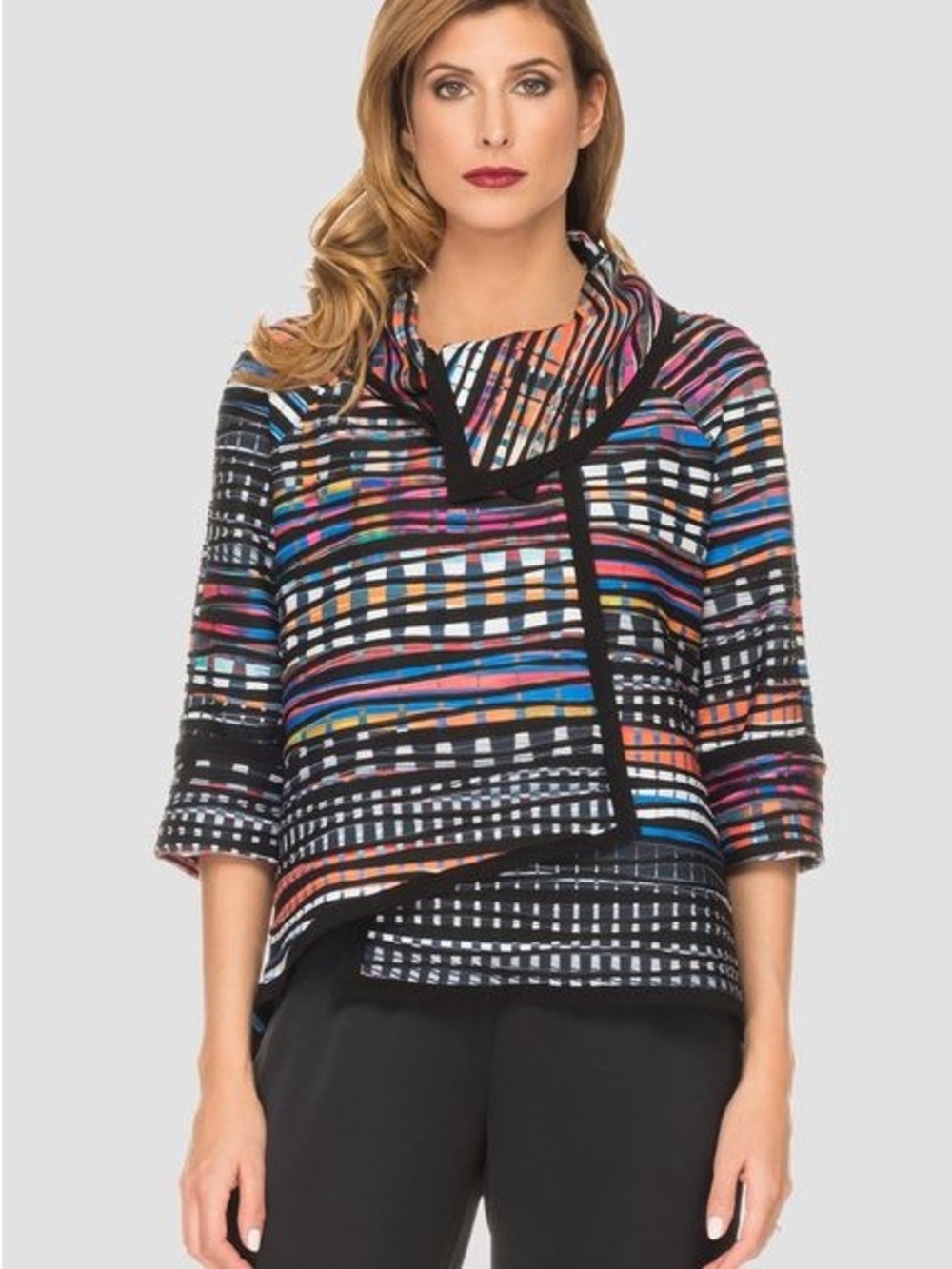 Joseph Ribkoff Multicolor Striped Draped Jacket Sz 10 - Picture 1 of 8